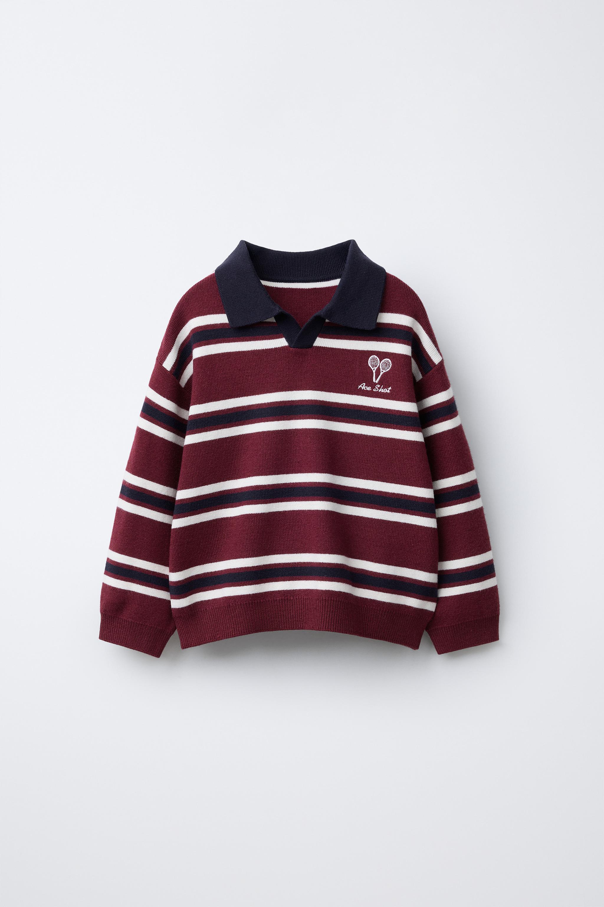 POLO EN MAILLE À RAYURES BRODÉES